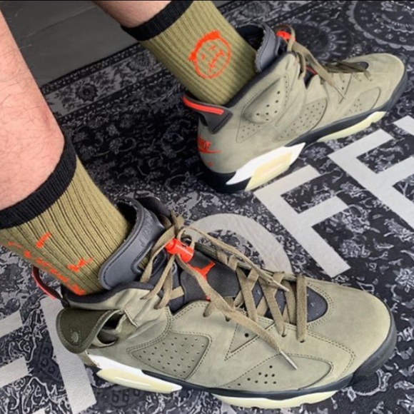 NEW Travis Scott Jordan 6 CUSTOM SOCKS Cactus Jack - Picture 2 of 4